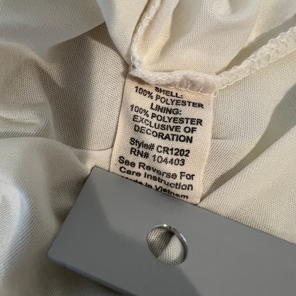 Sweet Wanderer Boho Midi Dress Cream Ruffle Sleeve Tie Waist Gold Size L - Picture 8 of 8